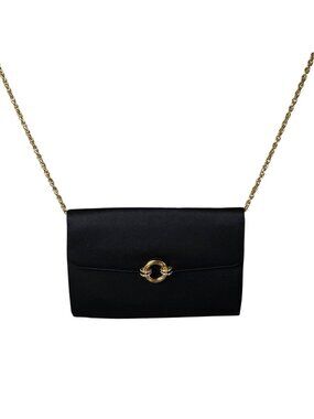 Vtg 1980's Rodo Italy Satin Clutch and Crossbody Bag with Rhinestone